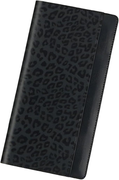 Car Registration and Insurance Holder, PU Leather Insurance License and Registration Card Holder with Magnetic Closure, Document Holder Organizer for License, Cards and Documents (Leopard)