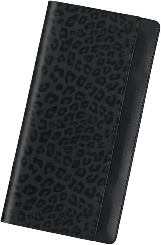 Car Registration and Insurance Holder, PU Leather Insurance License and Registration Card Holder with Magnetic Closure, Document Holder Organizer for License, Cards and Documents (Leopard)