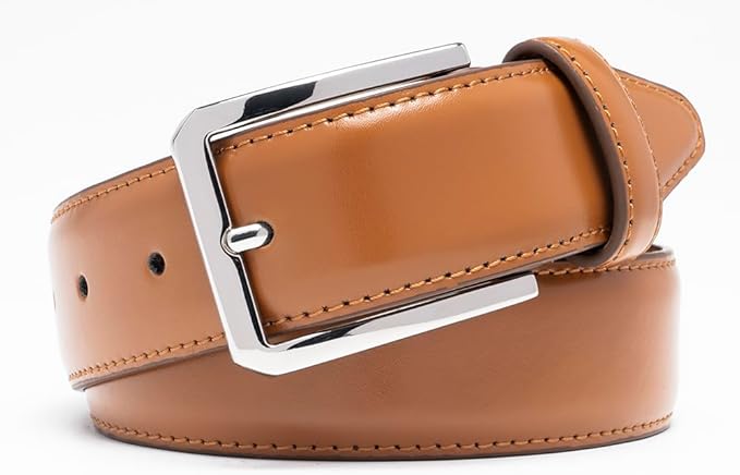 Fabio Valenti Genuine Leather Dress Belts For Men - Mens Belt For Suits, Jeans, Uniform With Single Prong Buckle