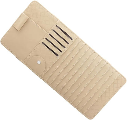STOBAZA Multi Functional Sun Visor Leather Organizer Bag for Vehicle Storage Beige for Pens and Cards Stylish Design That Enhances Your Car Interior