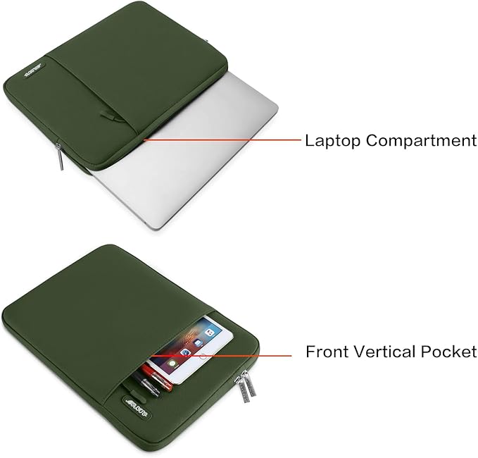 MOSISO Laptop Case 16 inch, 15-15.6 inch Laptop Sleeve Compatible with MacBook Pro 16 M5 M4 M3 M2 M1, HP Acer Dell Lenovo ASUS, Polyester Vertical Computer Sleeve Bag with Pocket, Army Green