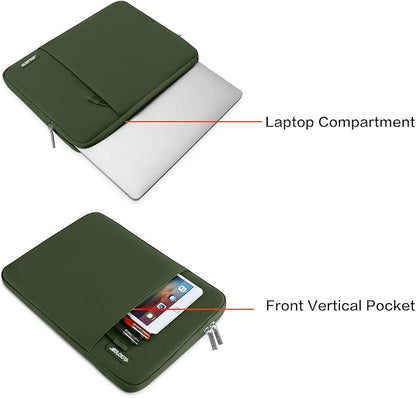 MOSISO Laptop Case 16 inch, 15-15.6 inch Laptop Sleeve Compatible with MacBook Pro 16 M5 M4 M3 M2 M1, HP Acer Dell Lenovo ASUS, Polyester Vertical Computer Sleeve Bag with Pocket, Army Green