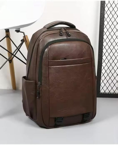PU Leather Backpack for Men & Women - Work & College Backpack with Laptop Compartment (Chocolate)