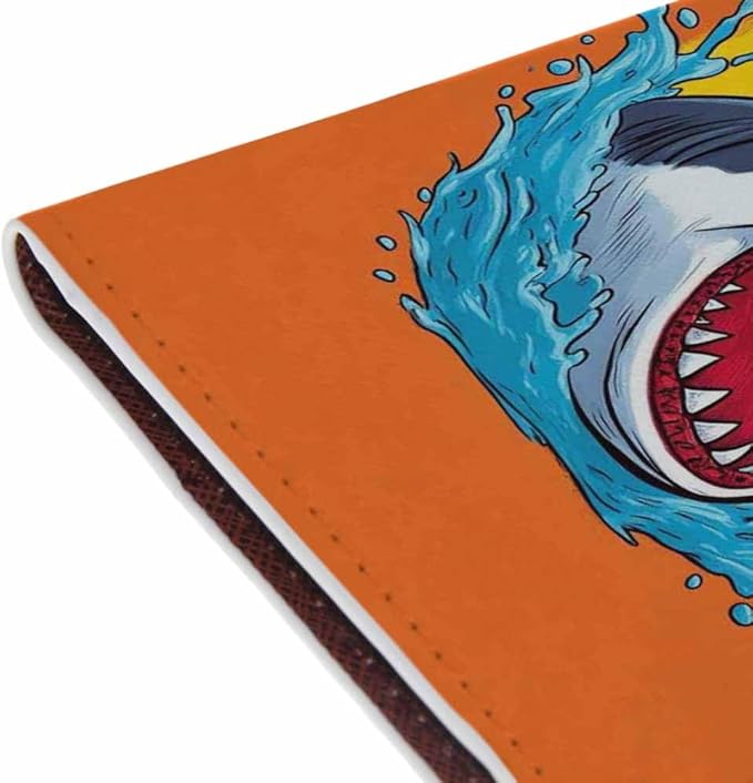 Cartoon Shark Passport Holder for Travel Creative Shark Teeth Attack PU Leather Passport Cover Wallet Cute Passport Card Holder for Women and Men