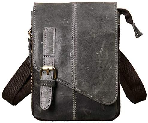 Le'aokuu Mens Genuine Leather Small Messenger Shoulder Satchel Phone Pouch Belt Waist Bag Pack