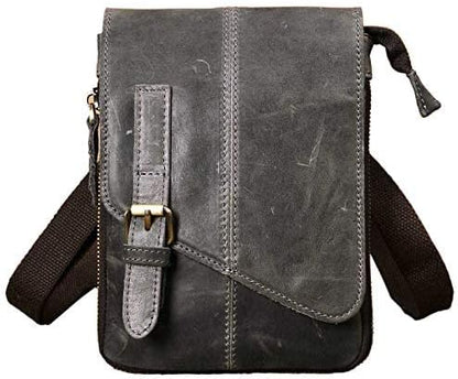 Le'aokuu Mens Genuine Leather Small Messenger Shoulder Satchel Phone Pouch Belt Waist Bag Pack