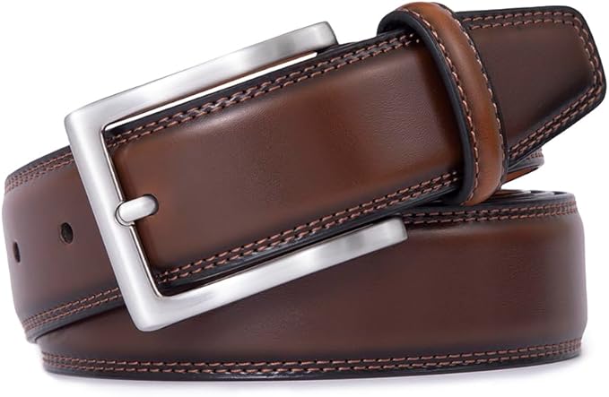 Fabio Valenti Genuine Leather Dress Belts For Men - Mens Belt For Suits, Jeans, Uniform With Single Prong Buckle