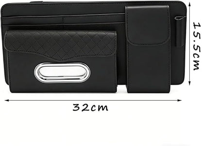 Car Sun Visor Organizer for Lexus LC 2017–2025 2026 Z100,Multi-Pocket Auto Visor Storage Pouch with Tissue Holder,Eyeglass Case,Card Slots & Pen Holder,Sun Visor Organizer