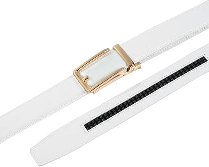 Founders & C Men's Leather Ratchet Comfort Click Belt Dress with Slide Buckle -Adjustable Trim to Fit