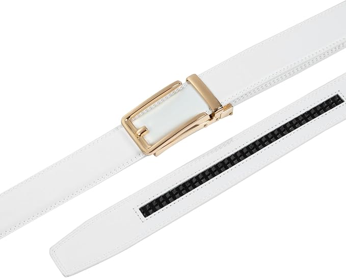 Founders & C Men's Leather Ratchet Comfort Click Belt Dress with Slide Buckle -Adjustable Trim to Fit