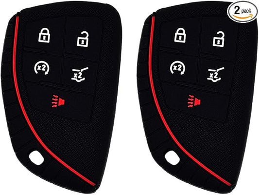 Autobase Silicone Key Fob Cover for 2022 2023 2024 2025 2026 Chevy Equinox Silverado 1500 GMC Sierra 1500 | 2024 2025 2026 Silverado Sierra 2500HD 3500HD | 2-Pack in Black