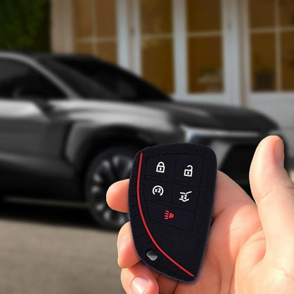 Autobase Silicone Key Fob Cover for 2022 2023 2024 2025 2026 Equinox Silverado 1500 GMC Sierra 1500 | 2024 2025 2026 Silverado Sierra 2500HD 3500HD | 2-Pack in Black & Red