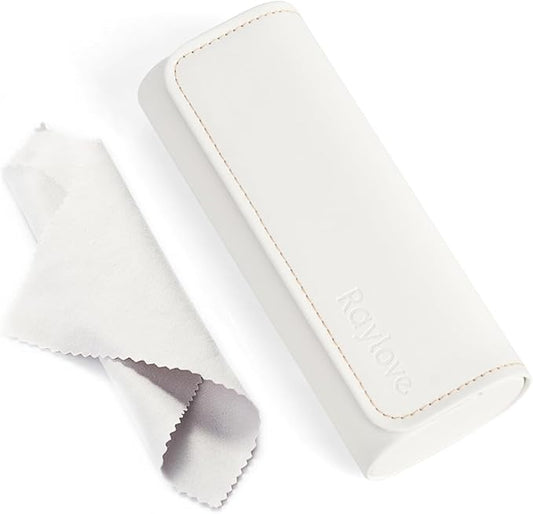 RayLove Glasses Case Hard Shell, Travel Sunglasses Case, Leather Hard Eyeglass Case for Women, Reading Glasses Case for Men