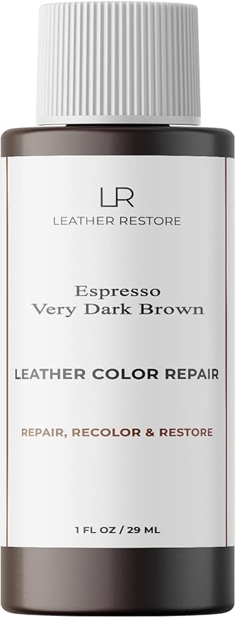 Leather Color Repair, Espresso Very Dark Brown 1 OZ - Repair, Recolor and Restore Couch, Furniture, Auto Interior, Car Seats, Vinyl and Shoes