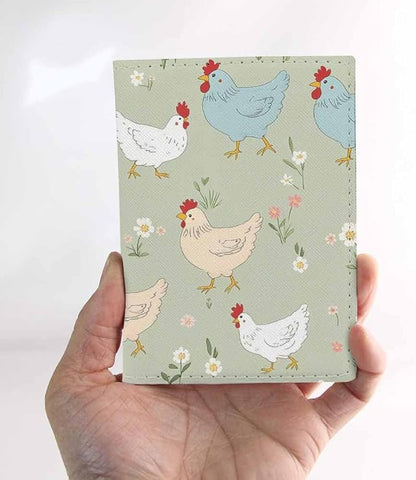 Chicken Passport Holder for Travel Farm Country Life Style PU Leather Passport Cover Wallet Cute Passport Card Holder for Women and Men