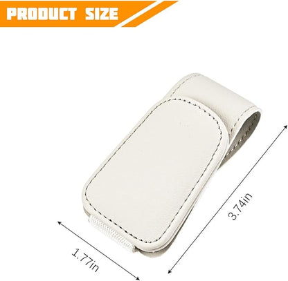 Sunglasses Holder for Car Visor, Microfiber Leather Magnetic Sun Visor Eyeglasses Hanger & Ticket Card Clip, Multi-Function Automotive Interior Glasses Mount, Universal Fit (Light Beige)