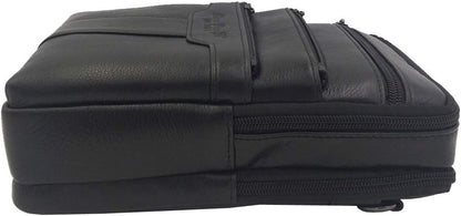 Hebetag Small Leather Sling Shoulder Bag Messenger Pack for Men Women Outdoor Travel Business