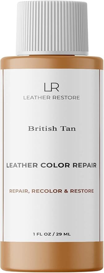 Leather Restore Leather Color Repair, British Tan 1 OZ - Repair, Recolor and Restore Couch, Furniture, Auto Interior, Car Seats, Vinyl and Shoes