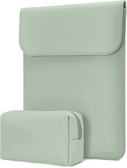 MOSISO Laptop Case 13.3 inch, 13-13.3 inch Laptop Sleeve Compatible with MacBook Neo 13 A18 Pro A3404 /Air 13/Pro 13/Pro 14 M5 M4 M3 M2 M1, Faux Suede Leather Case with Small Bag, Mint Green