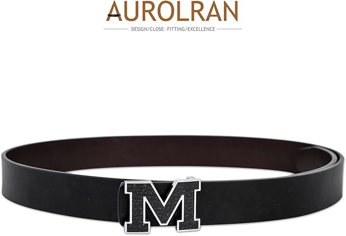 Aurolran Men&Womens Leather Dress Belt Business Automatic Buckle Belt Color-Black Silver Gold