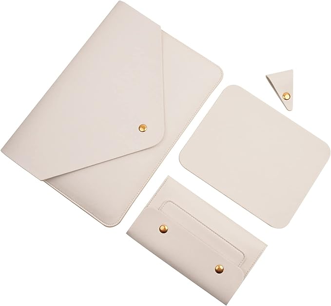 Laptop Sleeve 14 Inch Compatible with MacBook Pro 14, MacBook Air 13 2010-2017, MacBook Pro 13 2012-2015, Surface Laptop 13.5 with Small Pouch, Mouse Pad and Cord Organizer, Color White