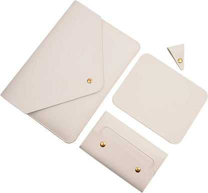 Laptop Sleeve 14 Inch Compatible with MacBook Pro 14, MacBook Air 13 2010-2017, MacBook Pro 13 2012-2015, Surface Laptop 13.5 with Small Pouch, Mouse Pad and Cord Organizer, Color White
