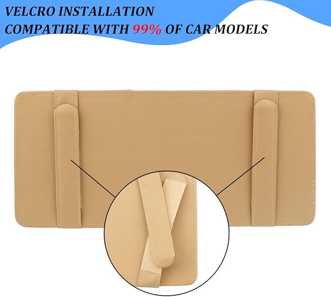 CD Case Holder for Car Sun Visor, Visor DVD Storage Organizer with Sunglasses Clip, Pen Holder & Card Slot, Multifunctional Automotive Disc Storage Pocket, Universal for SUV RV Truck (Gray)