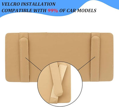 CD Case Holder for Car Sun Visor, Visor DVD Storage Organizer with Sunglasses Clip, Pen Holder & Card Slot, Multifunctional Automotive Disc Storage Pocket, Universal for SUV RV Truck (Gray)