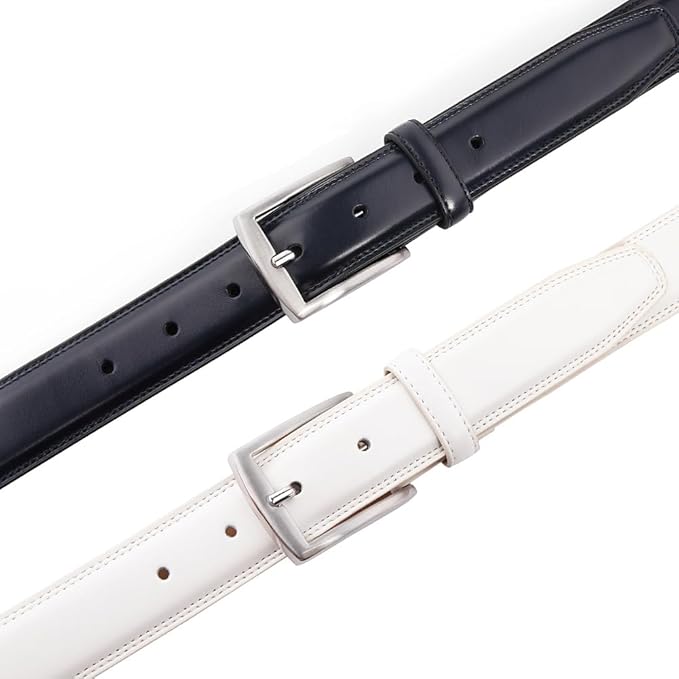 Mens Genuine Leather Dress Belt for Men, Handmade, 100% Cow Leather,Classic Casual and Business Belt Prong Buckle