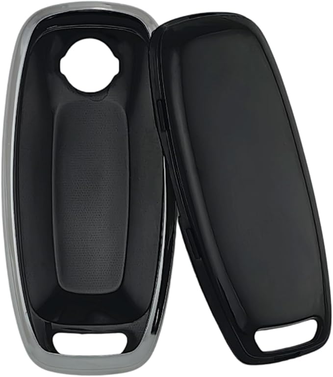 REPROTECTING TPU Key Fob Cover Compatible with Nissan Pathfinder Rogue Kicks (Silver-White/Silver-Black, 4 Buttons/TPU)