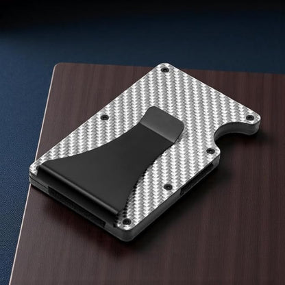 Leatherboss Wallet for Men RFID Blocking Minimalist Metal Card Holder with Money Clip Holds Credit Cards and Cash (Gray Carbon)