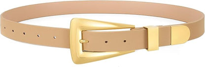 Women's Leather Belts for Jeans Pants Fashion Leather Waist Belt Ladies Dress Belts with Gold/Silver Buckle