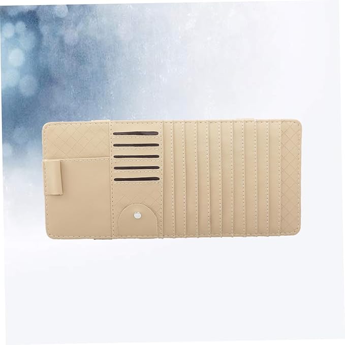 FAVOMOTO 2pcs Multi-Functional Sun Visor Leather Organizer Bag Slot for Car Beige Stylish Storage for Pens Cards Booklets Convenient Auto Accessory for Vehicle Interior