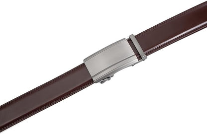 Founders & C Men's Ratchet Belt 1 3/8",Leather Dress Belt Adjustable with Click Sliding Buckle Trim to Exact Fit