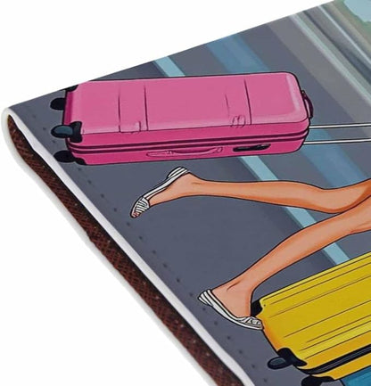 Fun Unique Passport Holder for Travel Busy Catching Flights PU Leather Passport Cover Wallet Cute Passport Card Holder for Women and Men