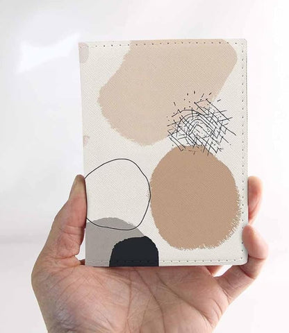 Abstract Geometric Passport Holder for Travel Pastel Colored Random Paint Stains PU Leather Passport Cover Wallet Cute Passport Card Holder for Women and Men