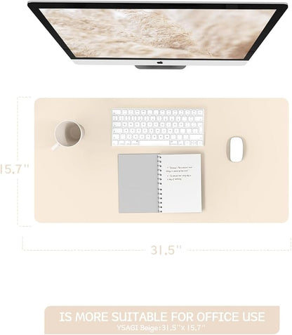 YSAGi Non-Slip Leather Desk Pad, Desk Matt for Desktop, Waterproof Laptop Computer Keyboard Mat, Table Protector Blotter Mat, Large Mouse Pad for Office/Work/Home/Decor(Beige, 31.5" x 15.7")