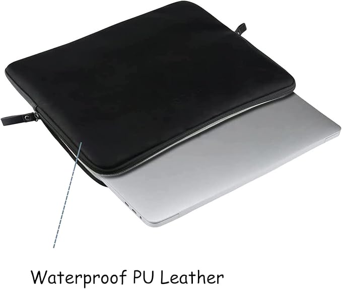 MOSISO Laptop Sleeve Bag 16 inch Compatible with MacBook Air 15 inch 2026-2023 M4 M3 M2/Pro 16 inch 2026-2019 M4 M3 M2 M1, 15-15.6 inch Notebook, PU Leather Padded Bag Waterproof Case, Black