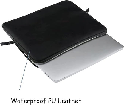 MOSISO Laptop Sleeve Bag 16 inch Compatible with MacBook Air 15 inch 2026-2023 M4 M3 M2/Pro 16 inch 2026-2019 M4 M3 M2 M1, 15-15.6 inch Notebook, PU Leather Padded Bag Waterproof Case, Black
