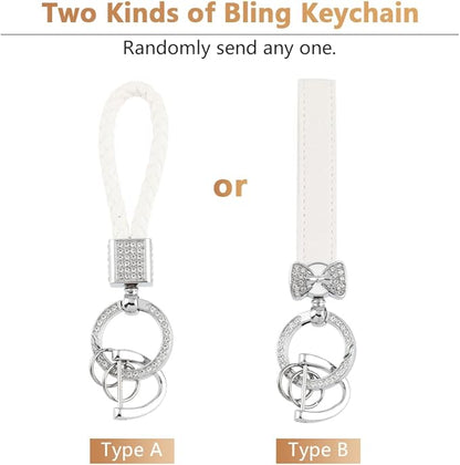 PIFOOG White Key Fob Cover for Jeep Grand Cherokee Compass Renegade Accessories TPU Soft Car Keys Case Shell Protector Bling Keychain 5 Buttons Girly Women Cute