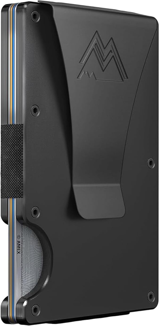 Mountain Voyage Co Minimalist Wallet for Men & Women - Slim RFID Wallet, Scratch Resistant, Credit Card Holder & Money Clip, Easily Removable Money & Cards, (Black Titanium)