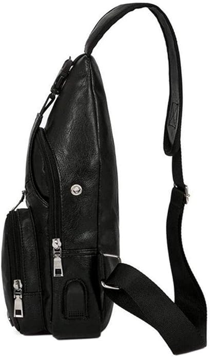 Hebetag Leather Sling Bag Crossbody Backpack for Men Women Travel Outdoor Camping