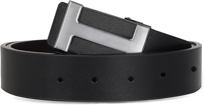 Aurolran Men&Womens Leather Dress Belt Business Automatic Buckle Belt Color-Black Silver Gold