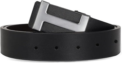 Aurolran Men&Womens Leather Dress Belt Business Automatic Buckle Belt Color-Black Silver Gold