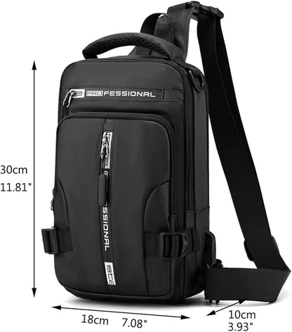 Hebetag Leather Sling Bag Crossbody Backpack for Men Women Travel Outdoor Camping