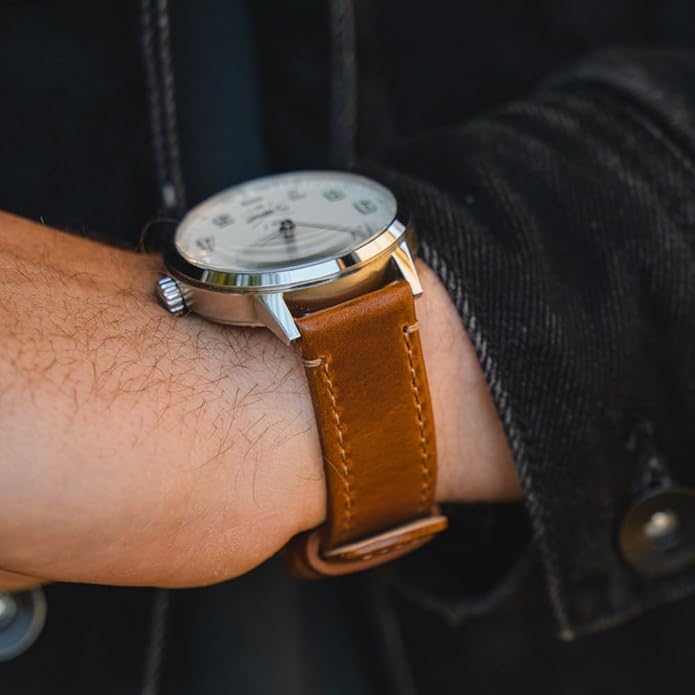 BARTON WATCH BANDS - Top Grain Leather Watch Bands Compatible with Apple Watch Models - 1, 2, 3, 4, 5, 6, 7, 8, 9, 10, SE, Ultra & Ultra 2