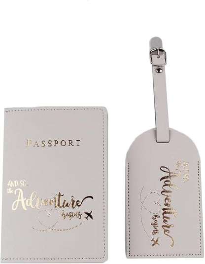Belsmi Passport and Luggage Tags Set Travel Suitcase Tag (Grey)