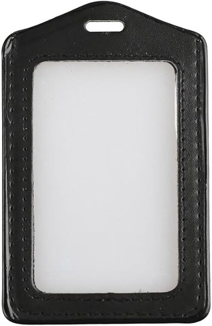 5 PCS Leather Waterproof Clear ID Badge Holder with Black Lanyards for Offices Staff Students Employees