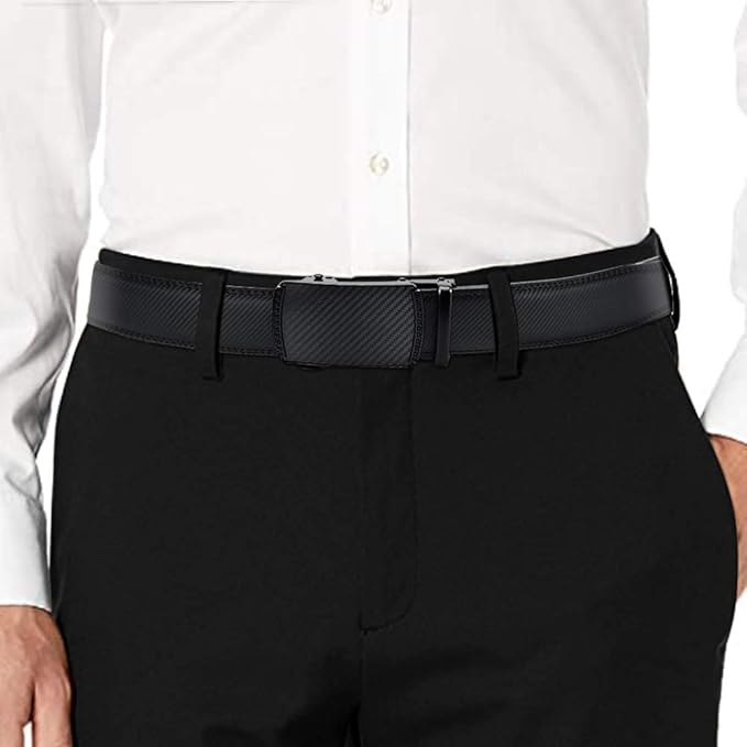 DOOPAI Belt Men, Ratchet Dress Adjustable 1 3/8" Sliding Leather Designer, Size Length Can be Cut, with Gift Box