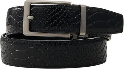 Tonywell Men's Ratchets Belt, Crocodile Embossed Texture, 1-3/8 Wide, Alligator Brown